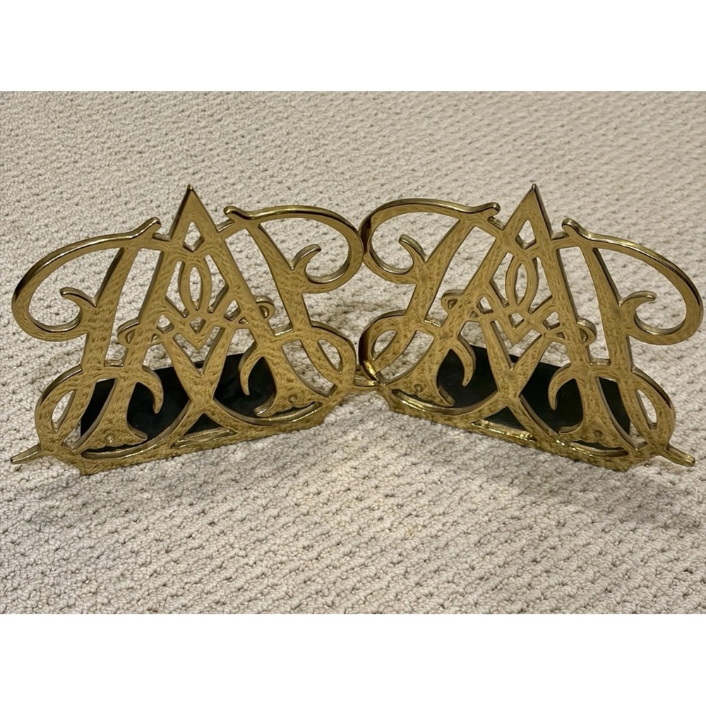 Virginia Metalcrafters Queen Anne Solid Brass Bookends - Picture 2 of 4